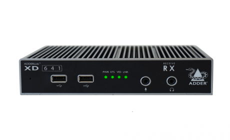 ADDERLink XD641 Single Head 4K@60 DisplayPort KVM extender with USB2.0 and audio over a CATx or fiber cable.